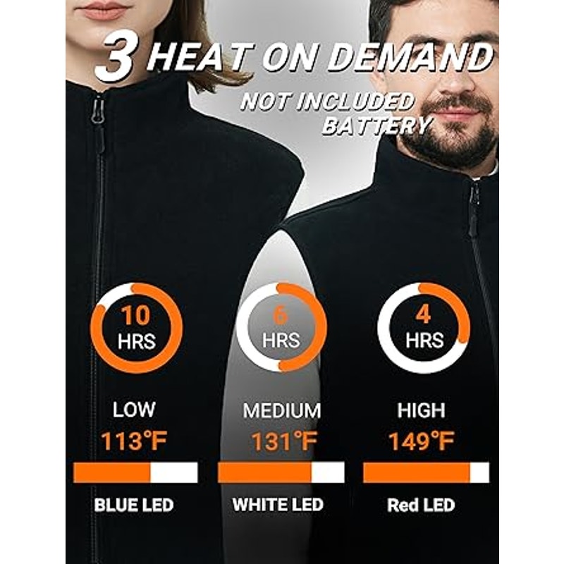 burngogo Heated Vest for Men Women, 3 Heating Levels 6 Heating Zones, Heated Jackets for M