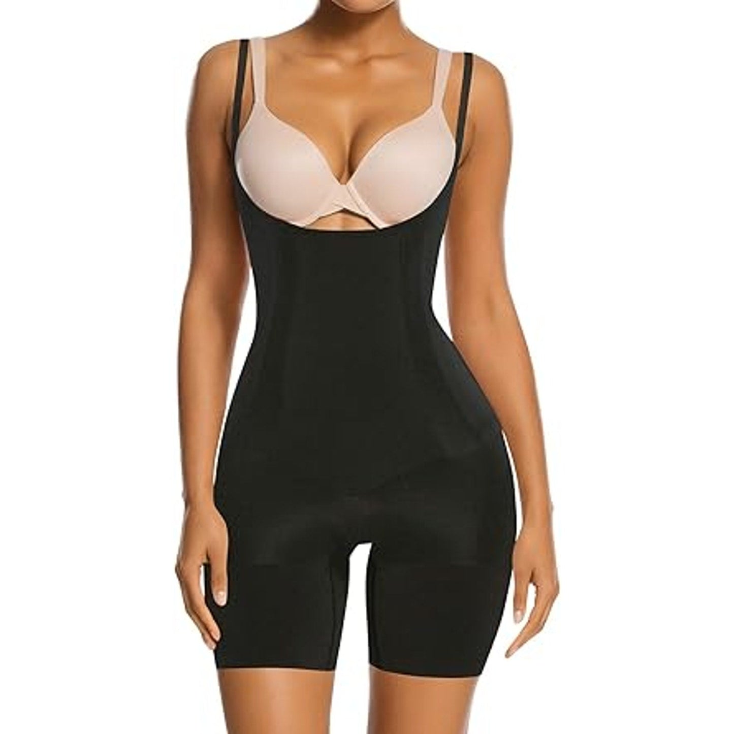 SHAPERX Shapewear for Women Tummy Control Open Bust Thigh Slimmer Body Shaper, SZ2490293-B
