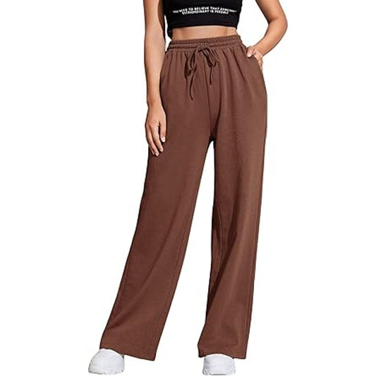 Floerns Women's Plus Size Cheetah Pants High Waist Baggy Wide Leg Cute Bow Side Trousers B