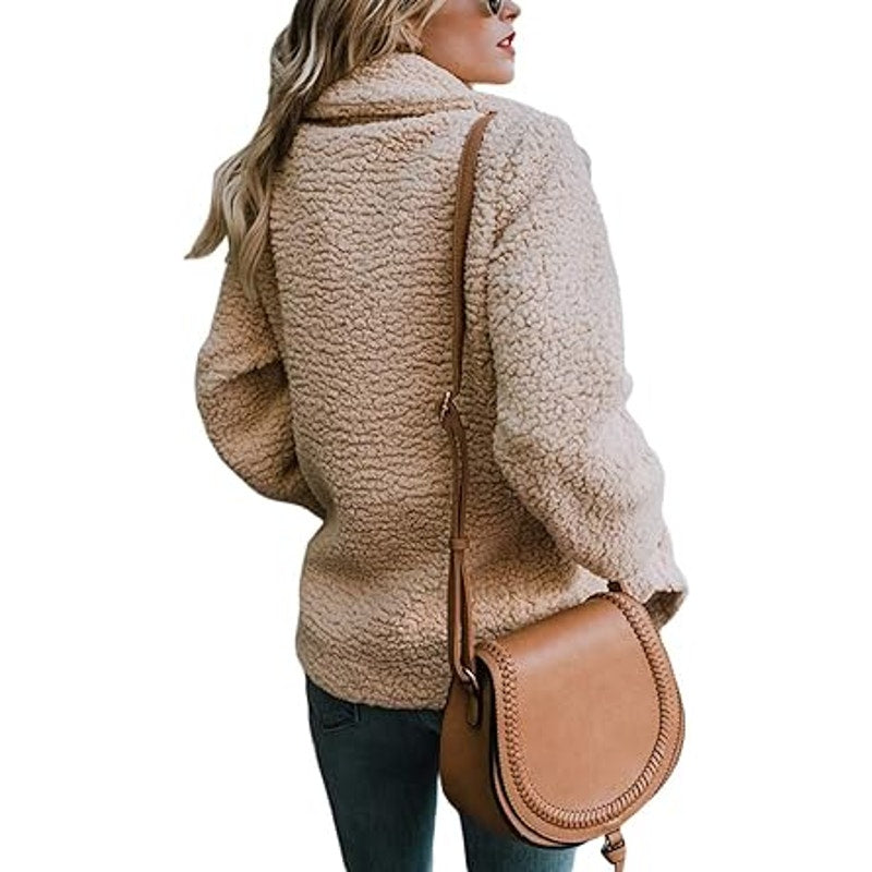 Dokotoo Womens Fashion 2024 Casual Female Warm Solid Oversized Fleece Cardigans Open Front