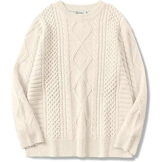 ANRABESS Sweaters for Women Oversized Crewneck Long Sleeve Casual Loose Cable Knit Pullove