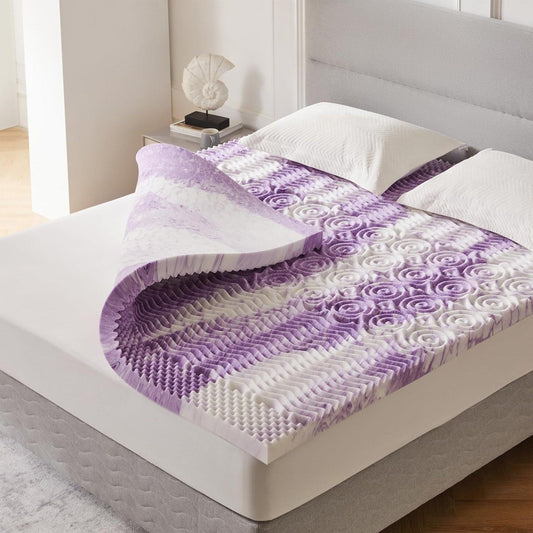 Eiayeebil 3 Inch Memory Foam Mattress Topper, 5-Zone Twin Mattress Pad Gel Infused Bed Foam Topper, Soft Bed Topper Purple, CertiPUR-US Certified, Twin Size