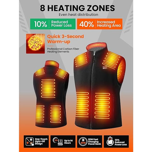 JS LifeStyle Fleece Heated Vest Jackets for Men with 18400mA