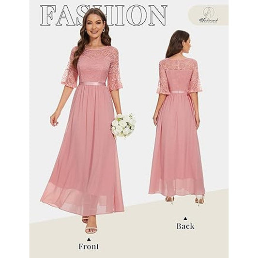 Wedtrend Women's Prom Dress Bell Sleeve Long Formal Dress   Wedding Guest Dress