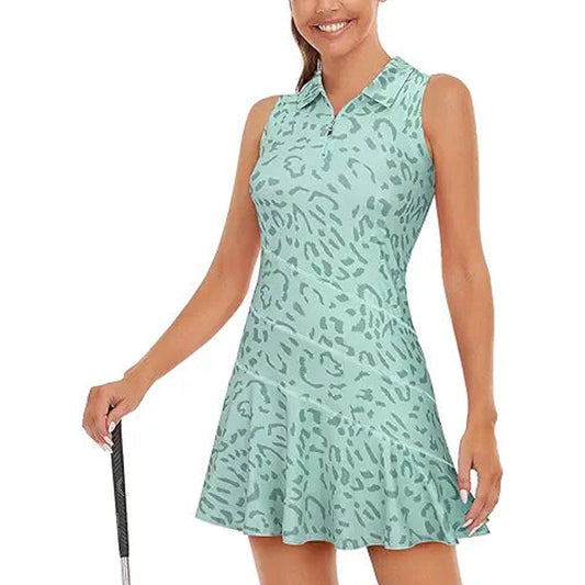 Misyula Tennis Dresses for Women,Athletic Dress with Shorts 2Pockets Zip Up Polo Sleeveles
