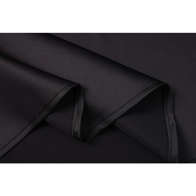 Keasmto Black Skirt for Women Midi Length High Waist Silk Satin Elasticized