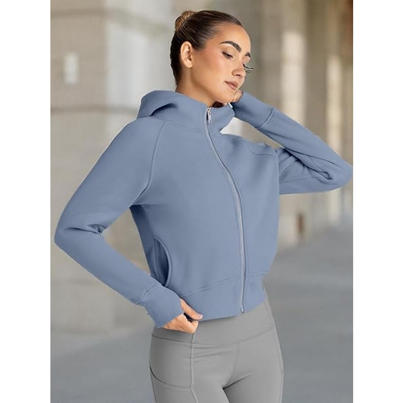Trendy Queen Womens Zip Up Hoodies Jackets Cropped Sweatshirts Fleece Fall Outfits Casual