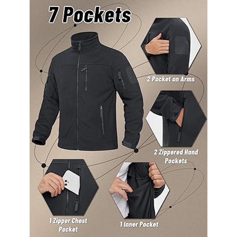KEFITEVD Mens Fleece Jacket Winter Jackets Warm Jackets Military Jackets Fleece Jackets Ta