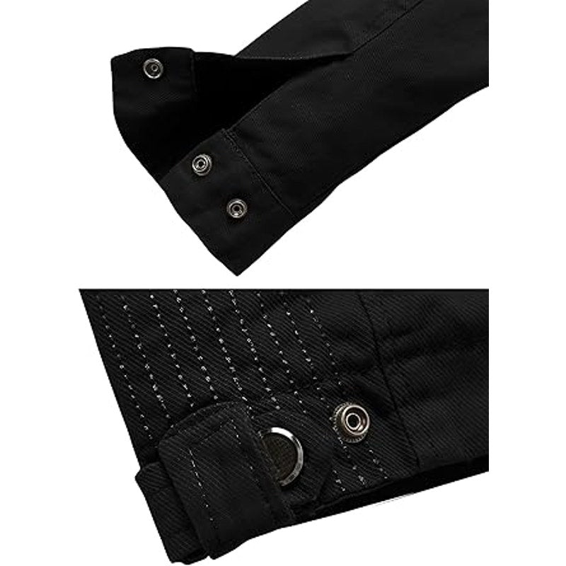 wantdo Men's Cotton Stand Collar Lightweight Front Zip Jacket Black,XXX-Large