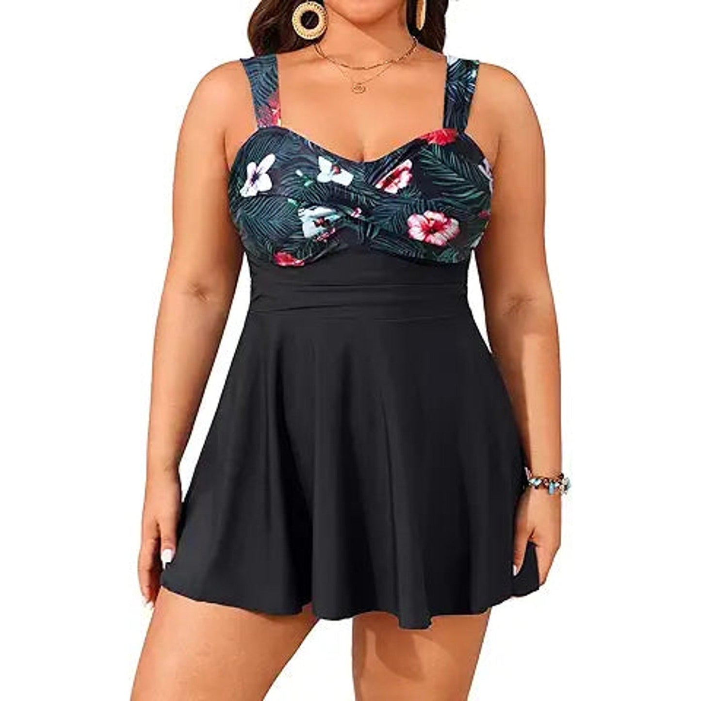 Aqua Eve Plus Size Two Piece Swimsuits for Women Tankini Bathing Suits Flowy Swim Dress wi
