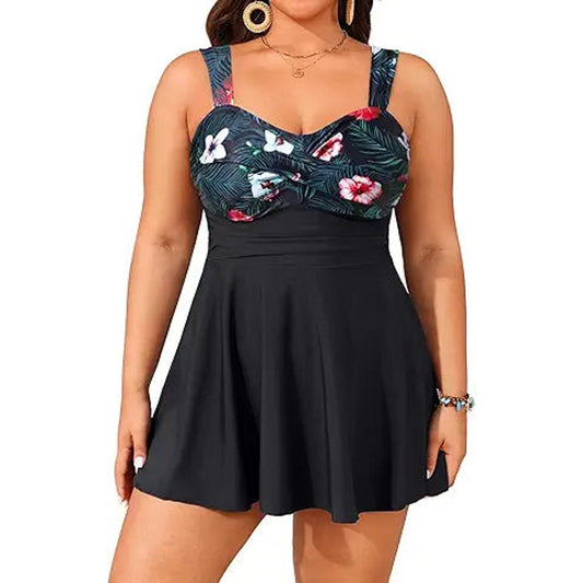 Aqua Eve Plus Size Two Piece Swimsuits for Women Tankini Bathing Suits Flowy Swim Dress wi