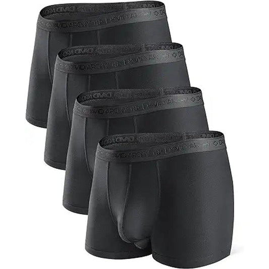 DAVID ARCHY Men's Underwear Micro Modal Dual Pouch Trunks Support Ball Pouch Bulge Enhanci