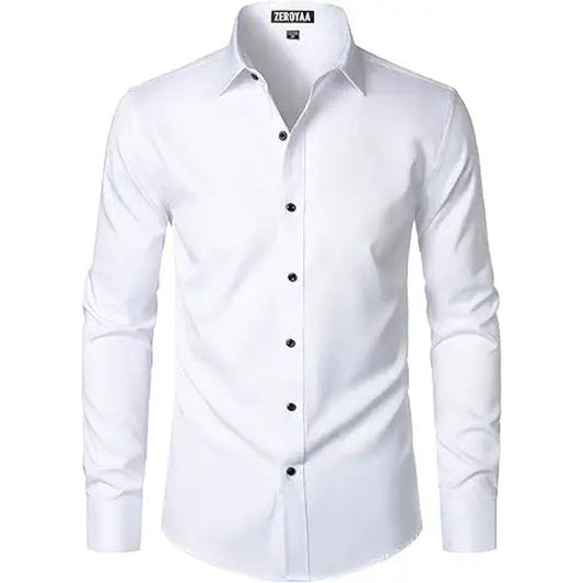 ZEROYAA Men's Long Sleeve Dress Shirt Fitted Wrinkle-Free Casual Business Button Up Shirts