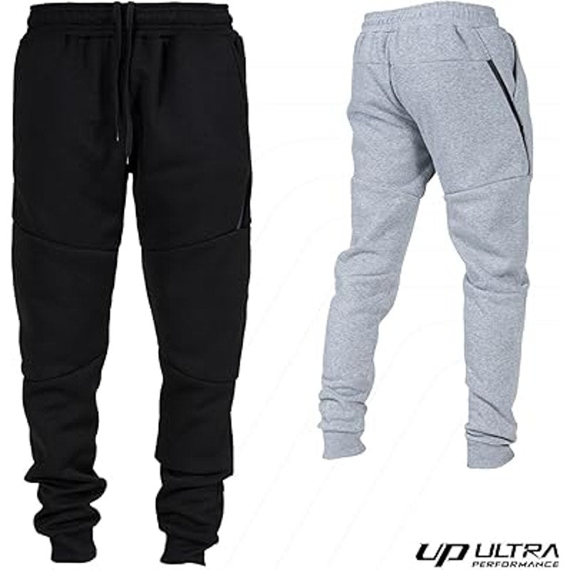 Ultra Performance 3 Pack Fleece Active Tech Joggers for Men, Mens Sweatpants with Zipper P