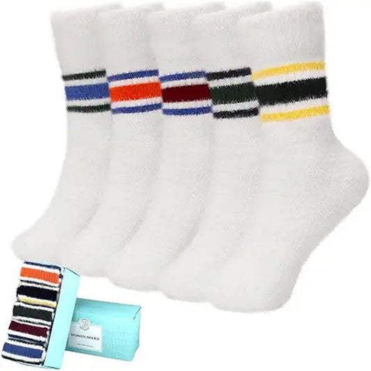 SISOSOCK Fuzzy Socks for Women Cozy Soft Warm Socks Casual Home Sleep Comfy Socks 5 Pack W