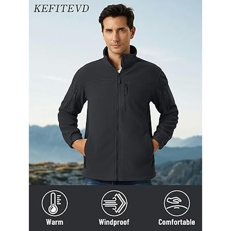 KEFITEVD Mens Fleece Jacket Winter Jackets Warm Jackets Military Jackets Fleece Jackets Ta