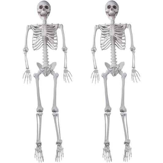 XUJIQI 5.4ft Skeleton Halloween Decorations, Halloween keletons Life Size Human Skeleton Full Body Bones with Movable Joints for Halloween Props Spooky Party Skeleton Decor