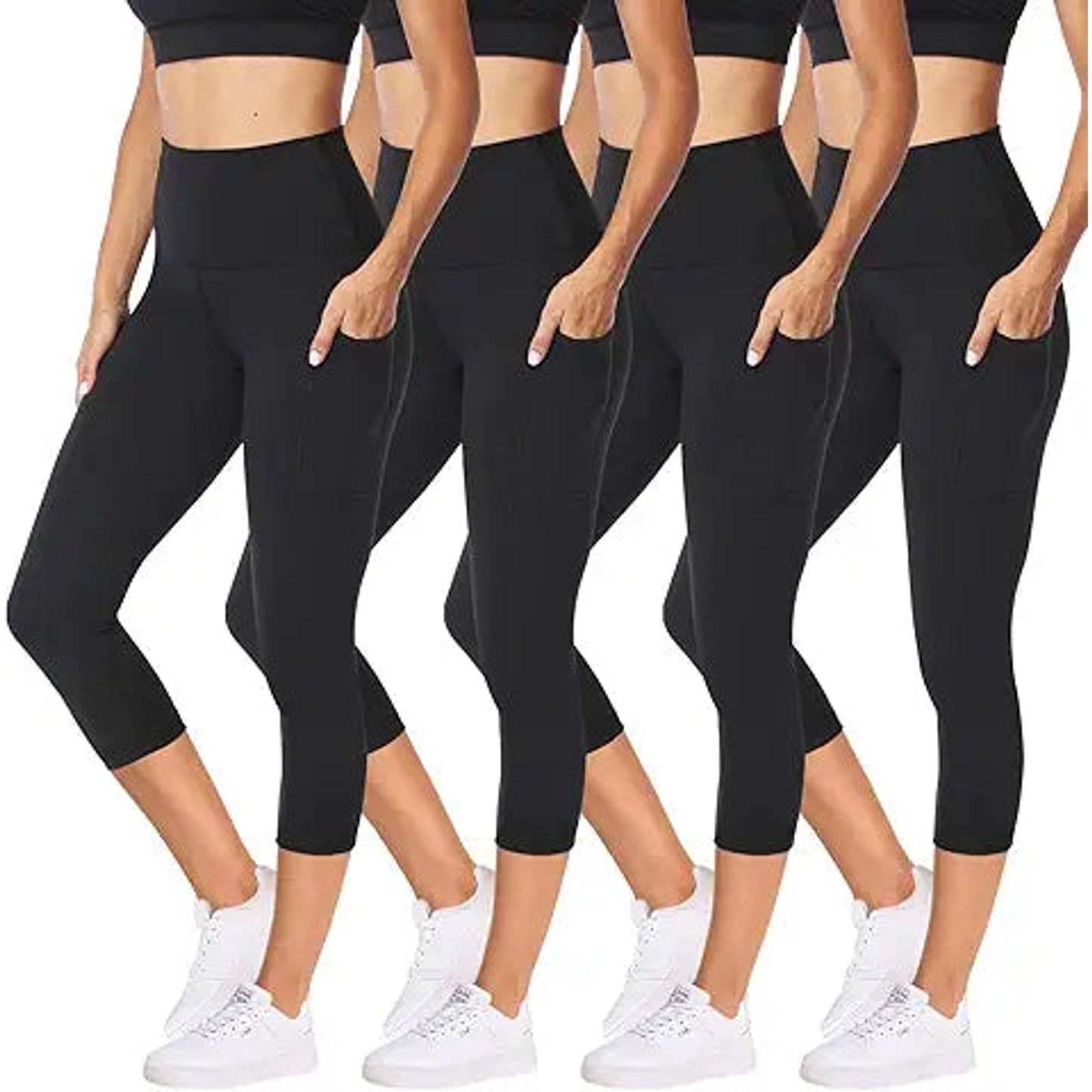 NexiEpoch 4 Pack Leggings for Women with Pockets- High Waisted Tummy Control for Workout R