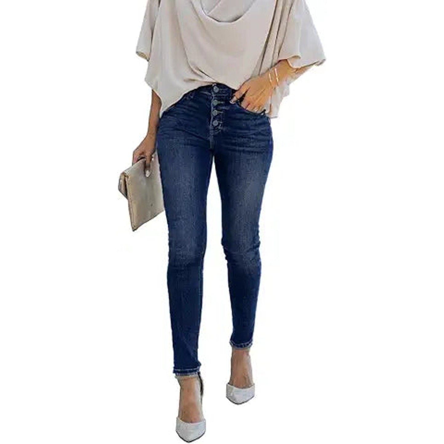 DGRPI Women's Ripped High Rise Skinny Jeans Cute Plus Size Stretch Boyfriend Denim Pants