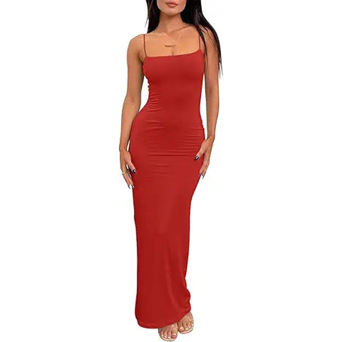 LILLUSORY Womens Bodycon Maxi Dresses 2025 Spring Summer Casual Slip Long Sundress Sun Sle
