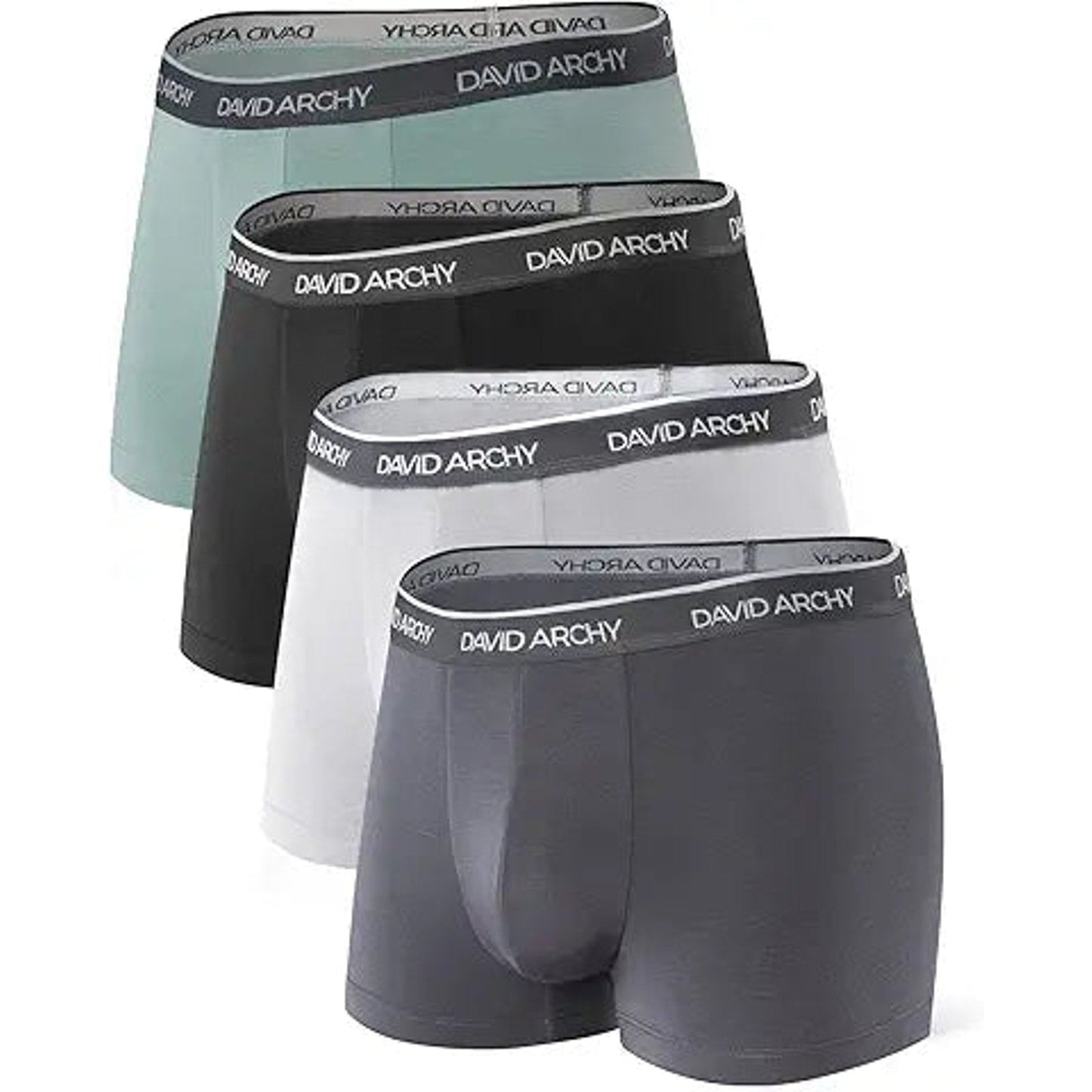 DAVID ARCHY Mens Trunks Underwear Soft Breathable Rayon Made from Bamboo Trunk No Fly Pouc