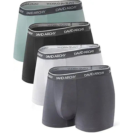 DAVID ARCHY Mens Trunks Underwear Soft Breathable Rayon Made from Bamboo Trunk No Fly Pouc