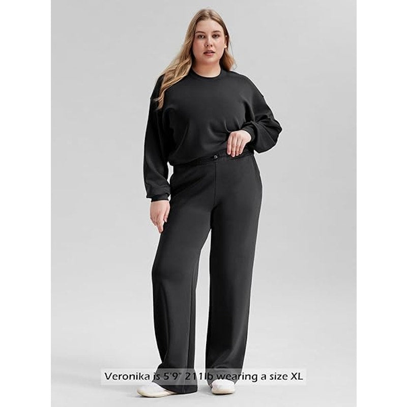 ODODOS Women's Modal Soft Wide Leg Pants with Pockets Adjustable Shockcord