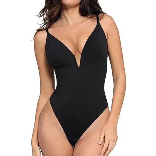 Popilush Shapewear Bodysuits for Women Tummy Control Backless Deep V Neck Comfy Shapewear