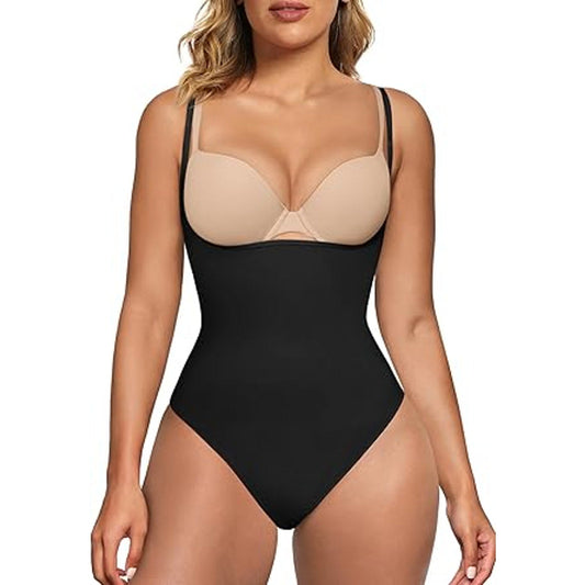 SHAPERX Open Bust Shapewear Tummy Control Bodysuits for Women Seamless Compression High Wa