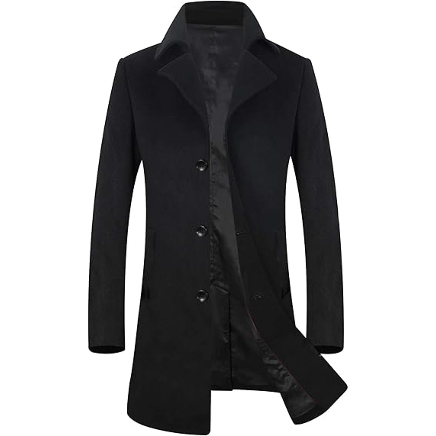 ELETOP Men's Wool Coat Winter Long Trench Coat Classic
