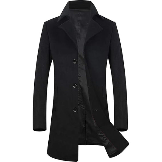 ELETOP Men's Wool Coat Winter Long Trench Coat Classic