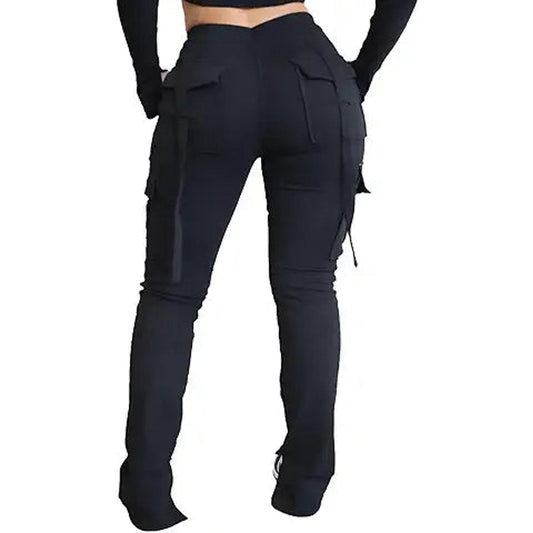 DINGANG Women's Drawstring Cargo Sweatpants with Pockets, Stretchy Casual Joggers Loun
