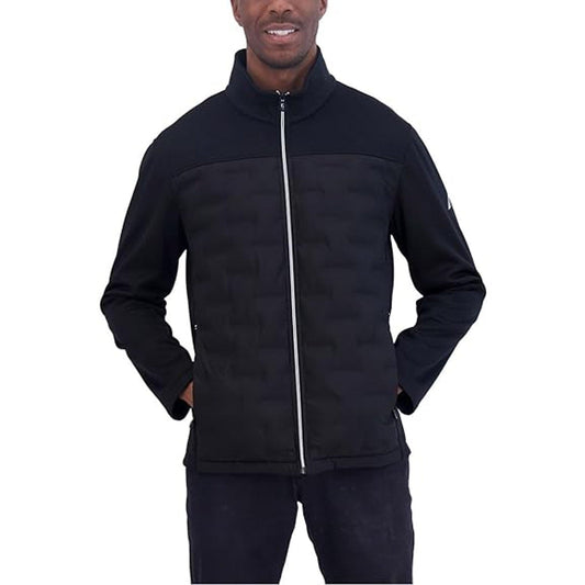 Nautica Men’s Mixed Media Water Resistant Jacket (Black,Medium)