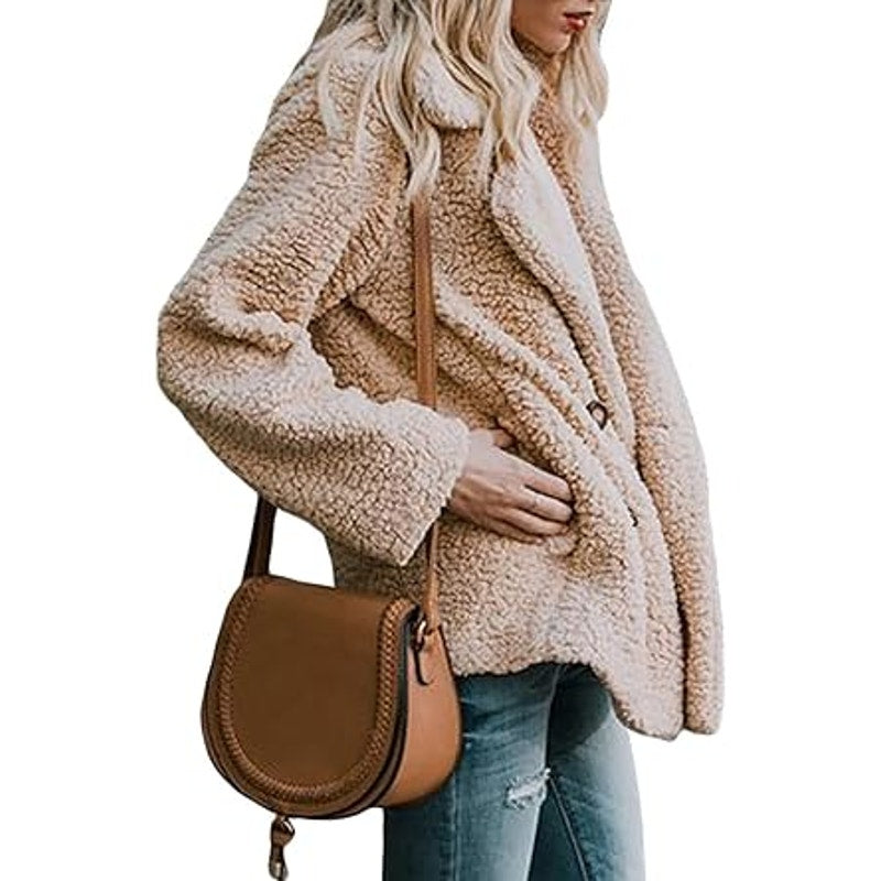 Dokotoo Womens Fashion 2024 Casual Female Warm Solid Oversized Fleece Cardigans Open Front