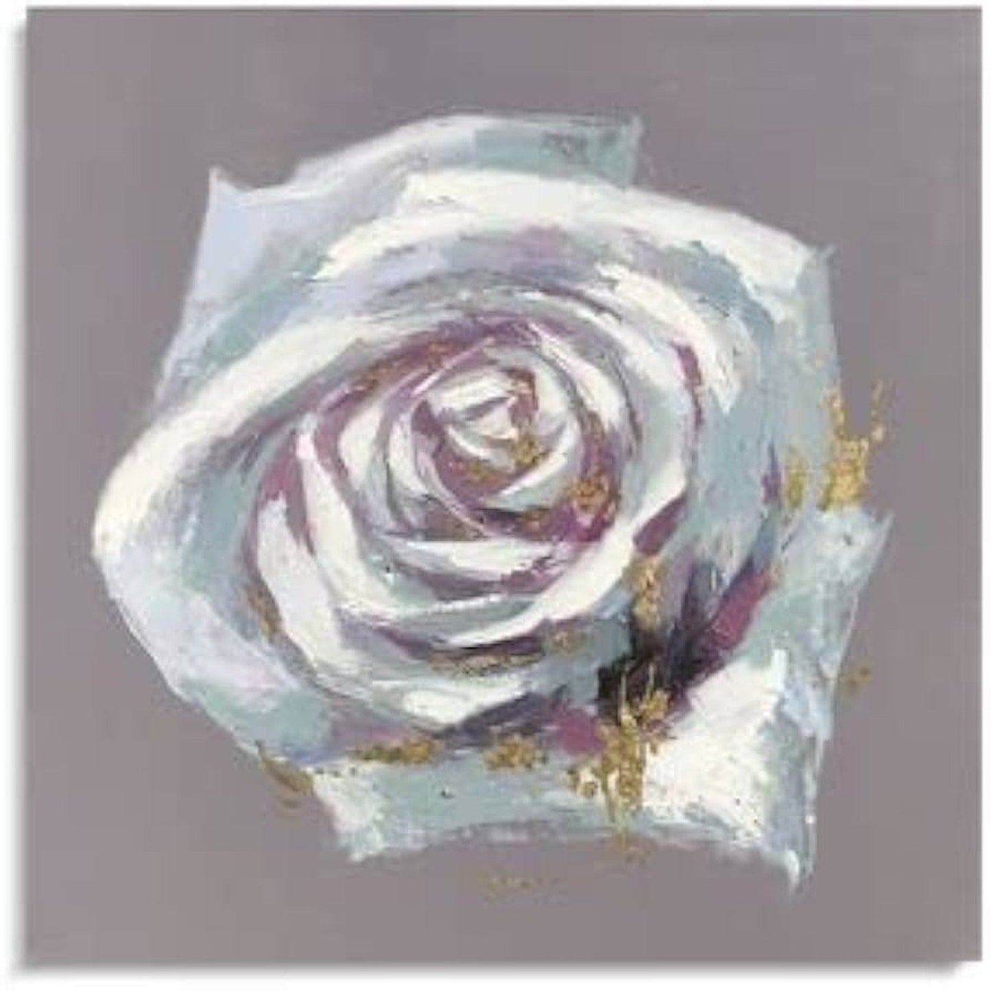 RFDEPOT Pink Grey Wall Art Rose Flower Picture with Gold Foil Modrn Artwork Framed for Living Room Bedroom Bathroom Home Room Wall Decor 20x20IN