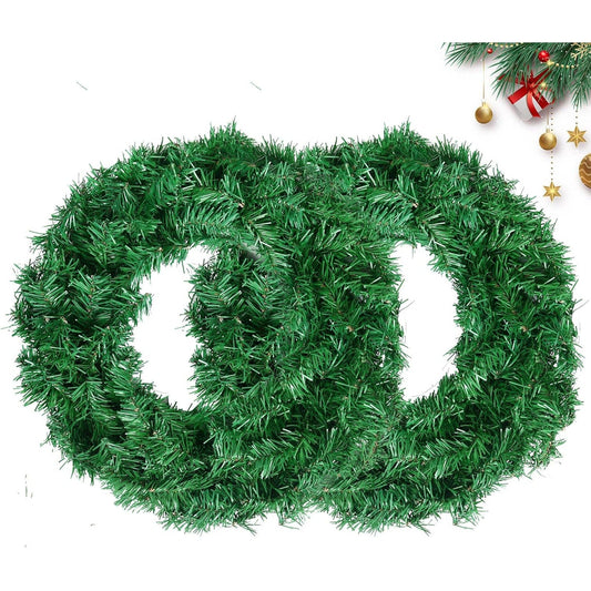 Christmas Wreaths for Front Door Outside, Wreaths for Christmas Decorations,20" Canadian Artificial Pine Christmas Wreath for Christmas Day Party,Unlit Wreaths for All Seasons (2, Green 20")