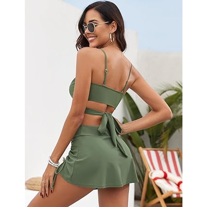 ZAFUL Bathing Suit for Women High Waisted Bikini Sets Tummy Control Two Piece Swimsuits wi