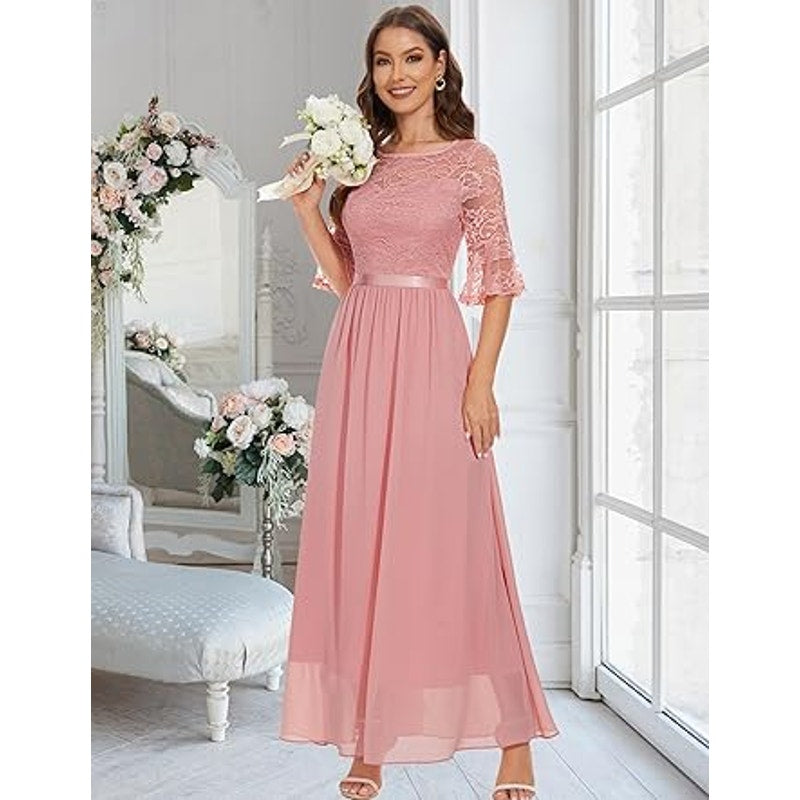 Wedtrend Women's Prom Dress Bell Sleeve Long Formal Dress   Wedding Guest Dress