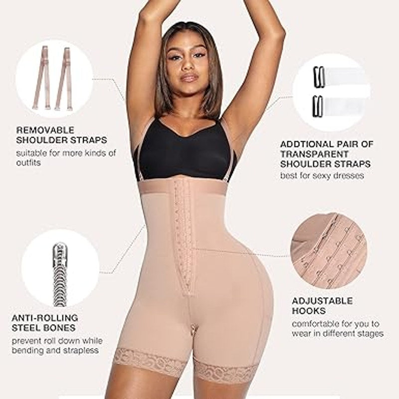 Lover-Beauty Full-Body Shaping Garment for Tummy Control and BBL Recovery Rose Gold-M
