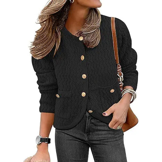 Caracilia Women's Cropped Cardigan Sweaters Open Front Button Down Dressy Casual Classic K