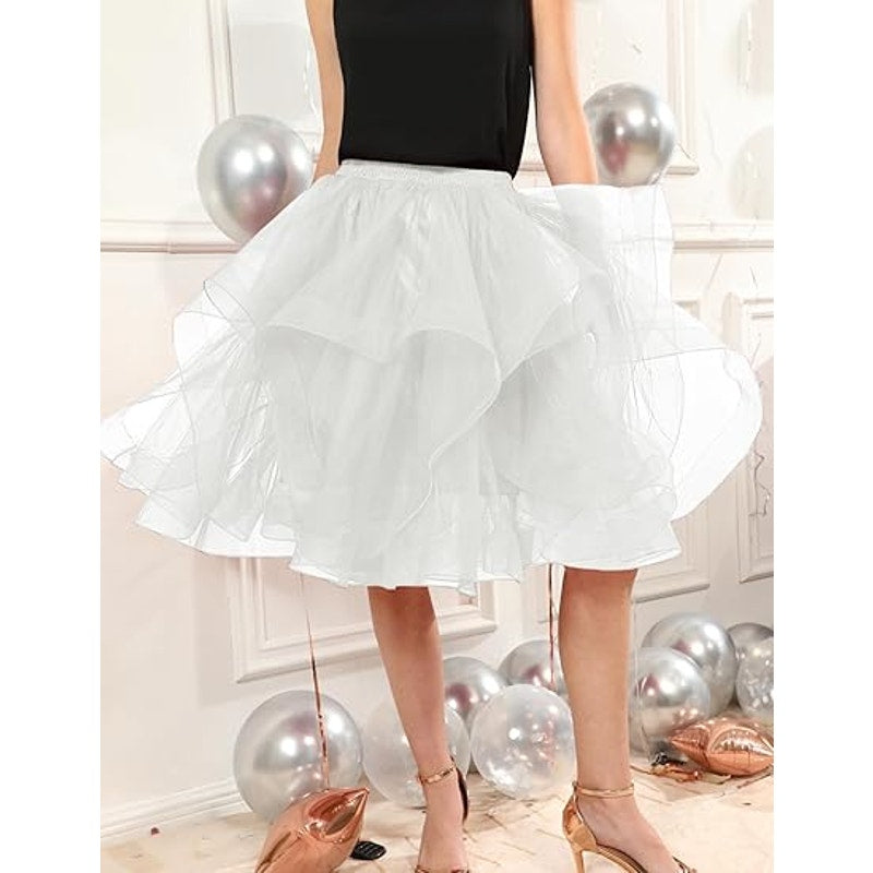 DRESSTELLS Tulle Skirts for Women, A Line Elastic Waist
