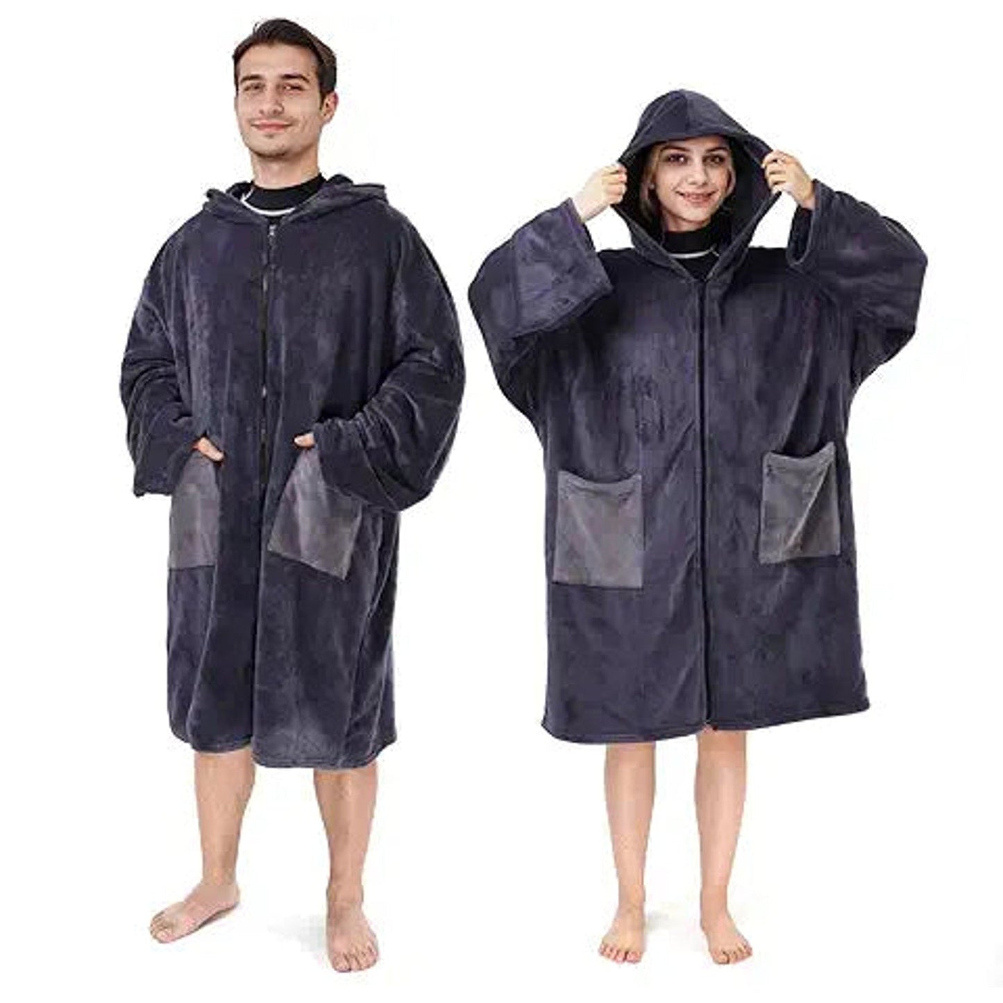 Owntop Surf Poncho, Oversized Wearable Blanket Hoodie, Changing Robe Men, Warm Coral Fleec