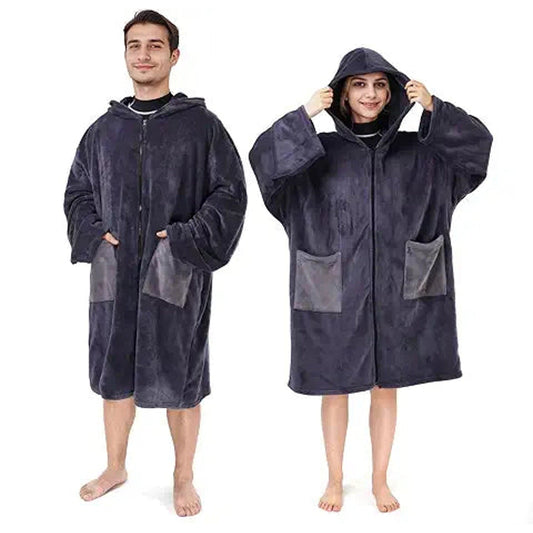 Owntop Surf Poncho, Oversized Wearable Blanket Hoodie, Changing Robe Men, Warm Coral Fleec