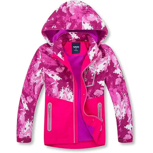 MGEOY Girls Rain Jacket Lightweight Waterproof Hooded Fleece Lined Raincoat Windbreakers f