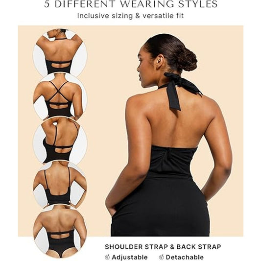 SHAPELLX Strapless Shapewear Bodysuit Plus Body Shaper Tummy Control for Women Thong Tummy