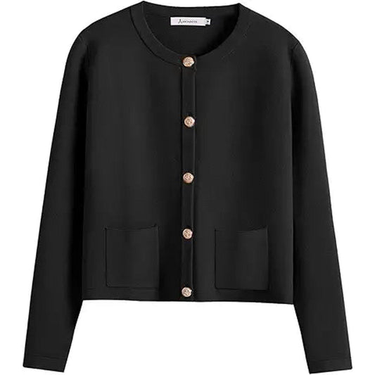ANRABESS Women Striped Cardigan Sweaters Button Down Cropped Knit Lady Jackets Coat 2025 F