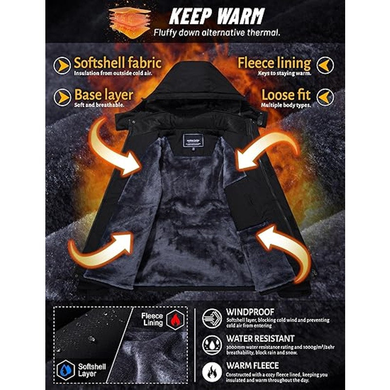 TACVASEN Mens Skiing  Snow Warm Coats Water Resistant Snowboard Jacket
