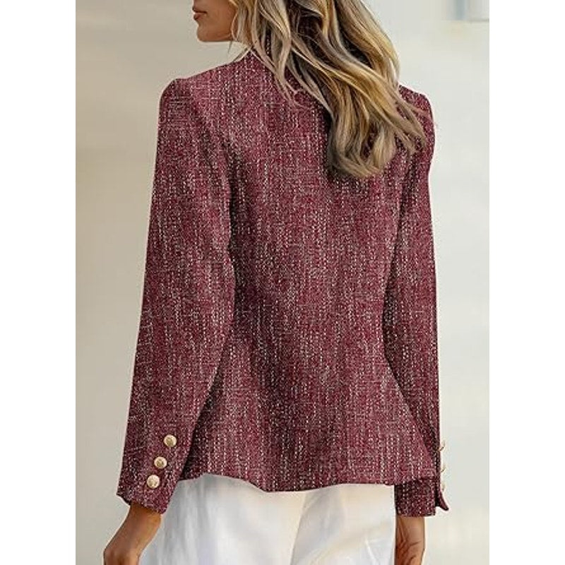 Happy Sailed Womens Blazer Double Breasted Turndown Collar BlazerJacket Suits for Work Sli